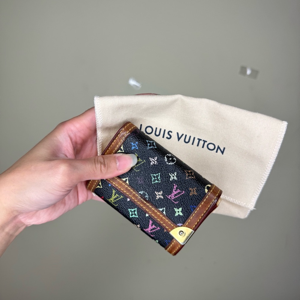 Louis Vuitton Black Multicolor Monogram Trifold Wallet with Brown Trim - Picture 11 of 12